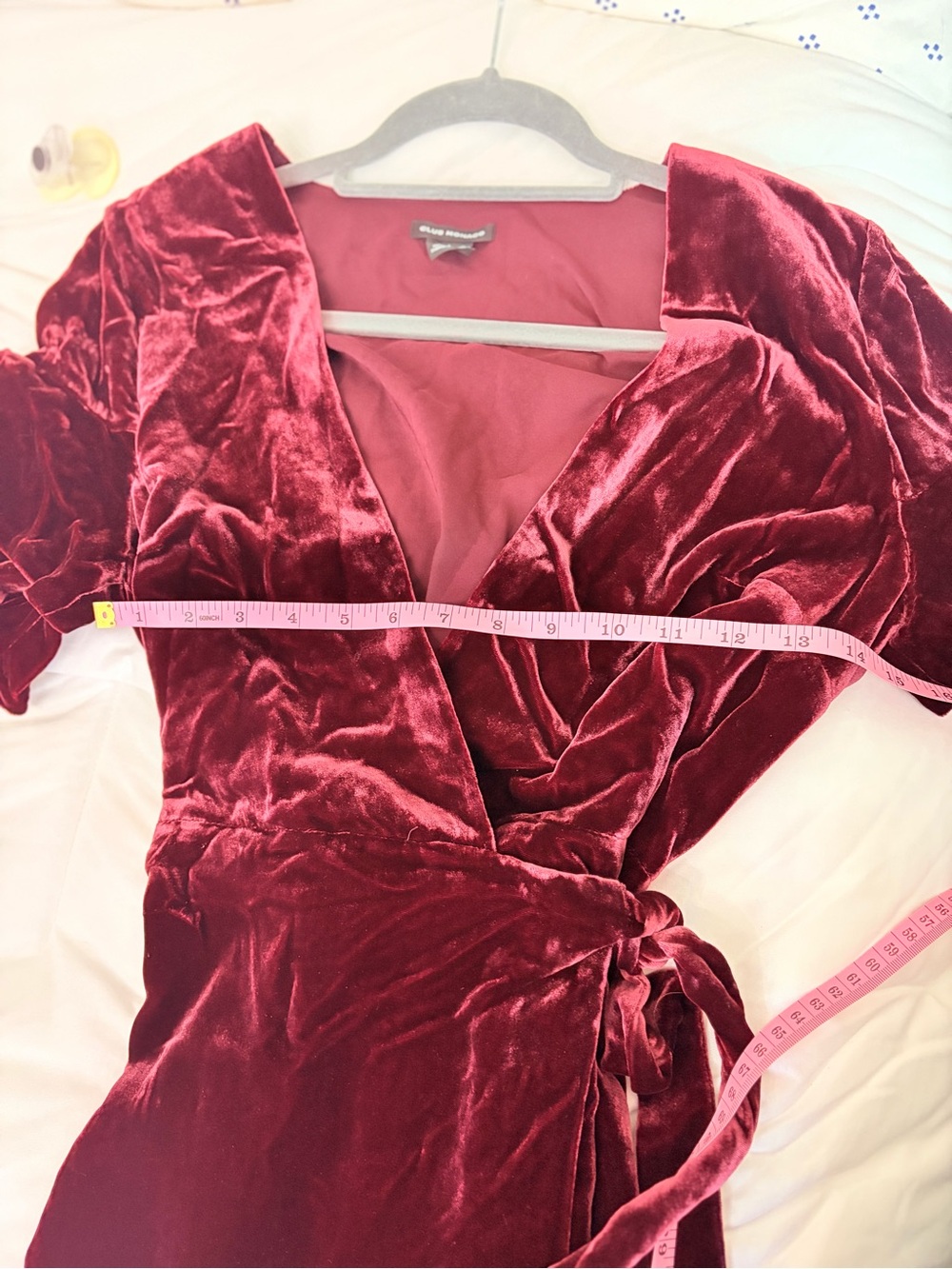 Club Monaco Tay Velvet Wrap Midi Dress Burgundy Silk Blend Meghan Markle 6 - Picture 11 of 14